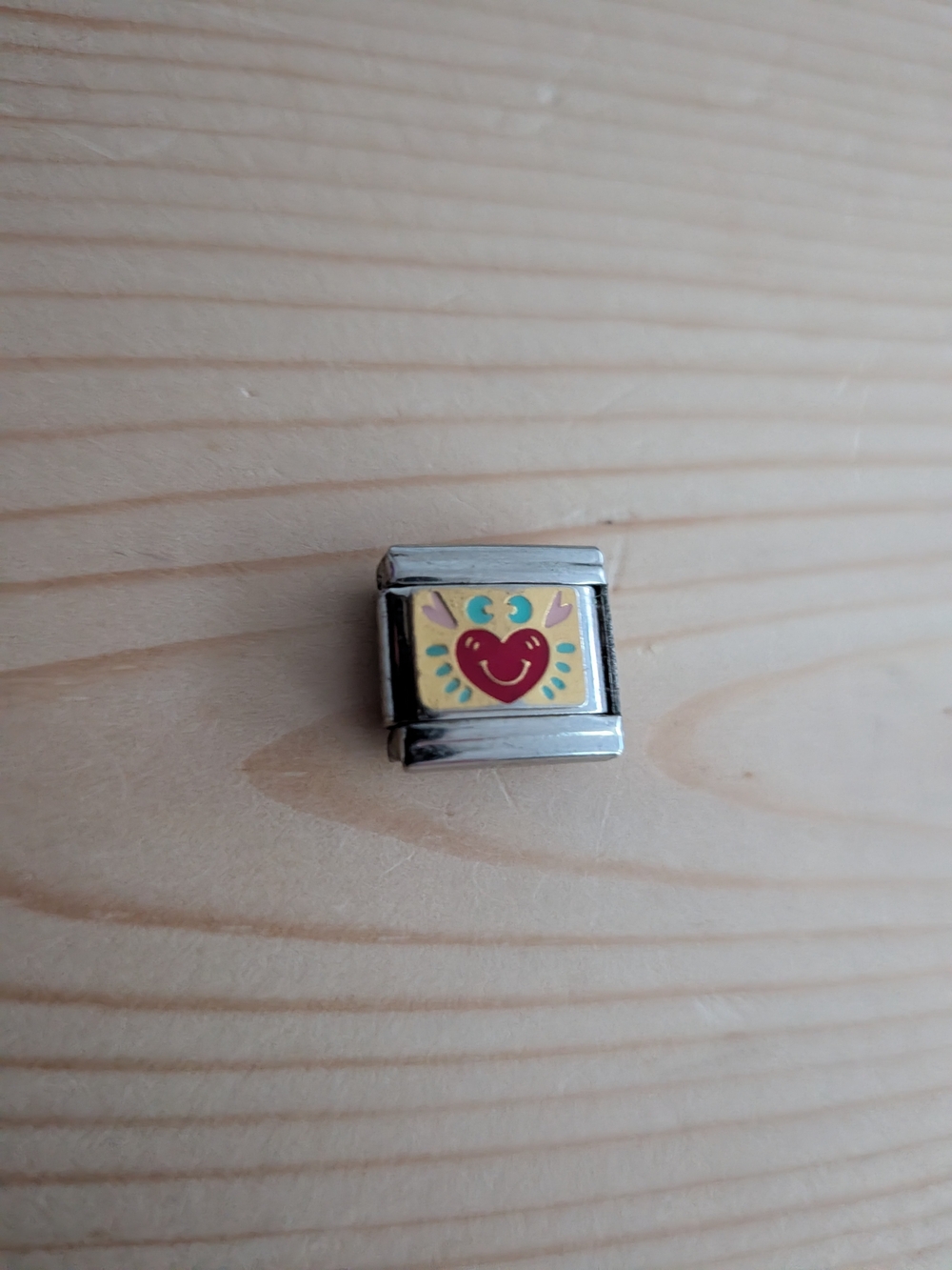 Smile Heart Italian Charm in Red and Yellow Crab Beach